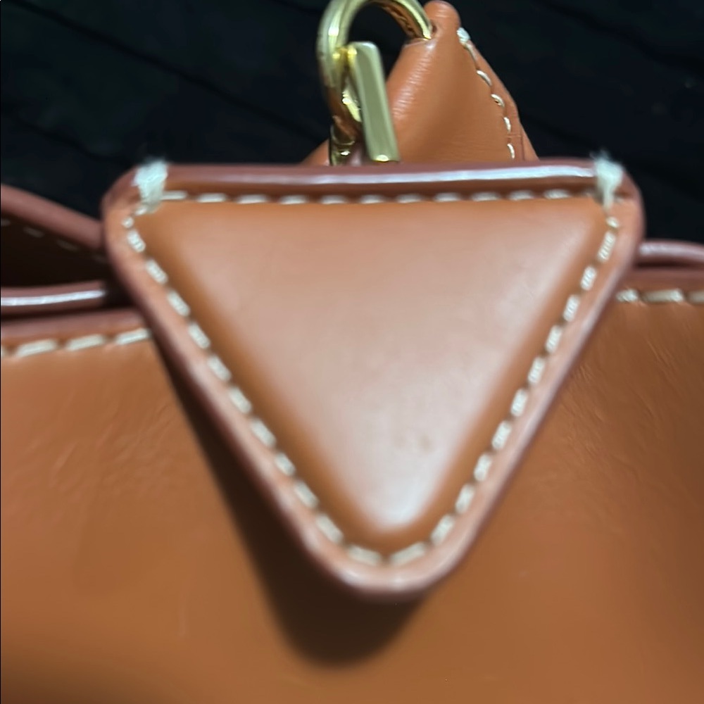 Women’s Tan Leather Backpack with Gold Accent - Picture 6 of 12